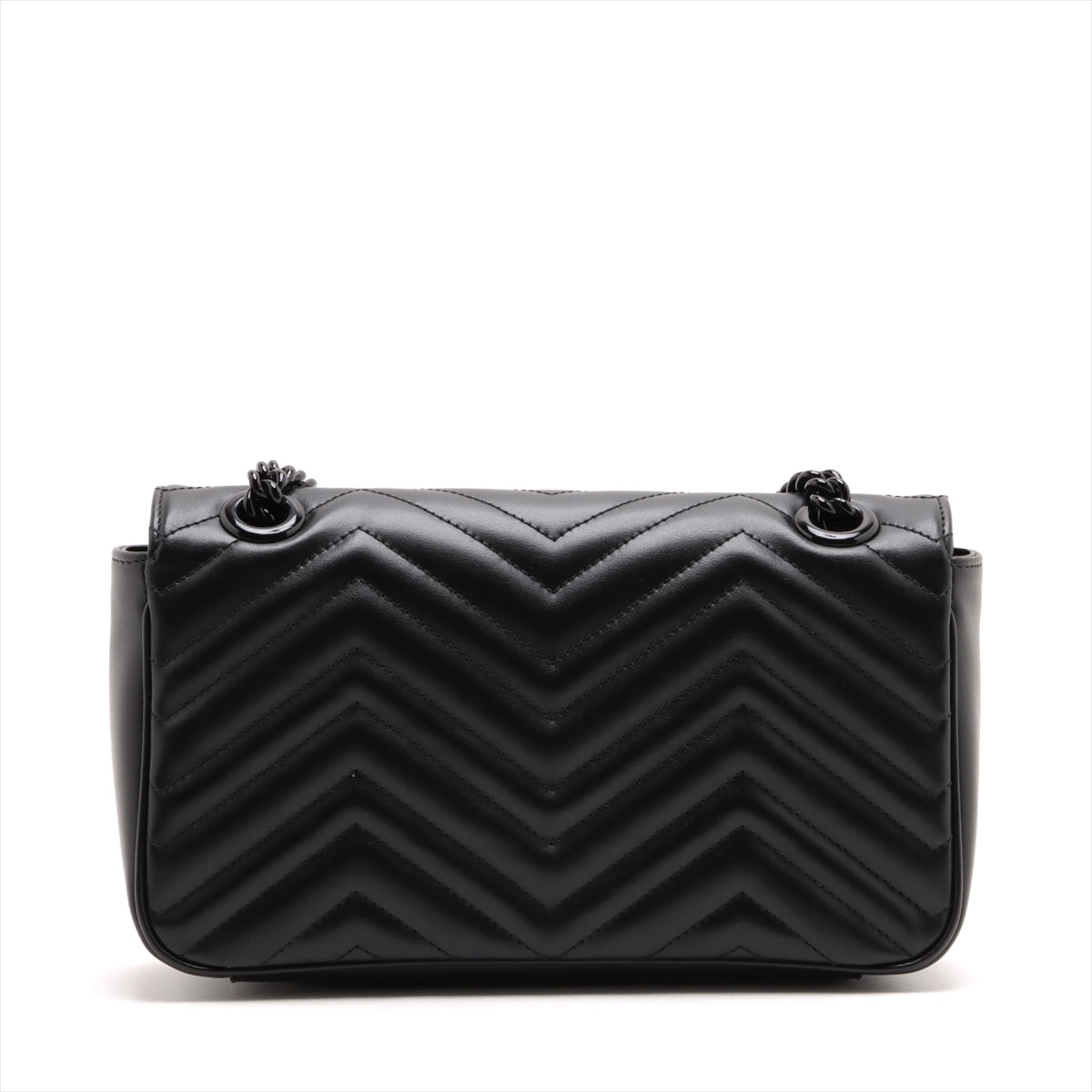 Second hand Gucci GG Marmont Small Chevron Leather Flap Bag Black - Tabita Bags