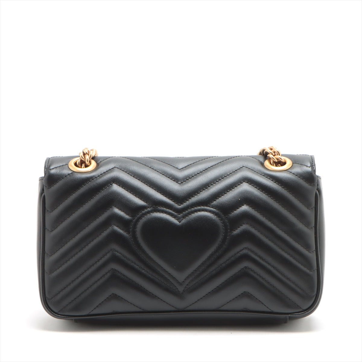 Second hand Gucci GG Marmont Small Chevron Leather Flap Bag Black - Tabita Bags