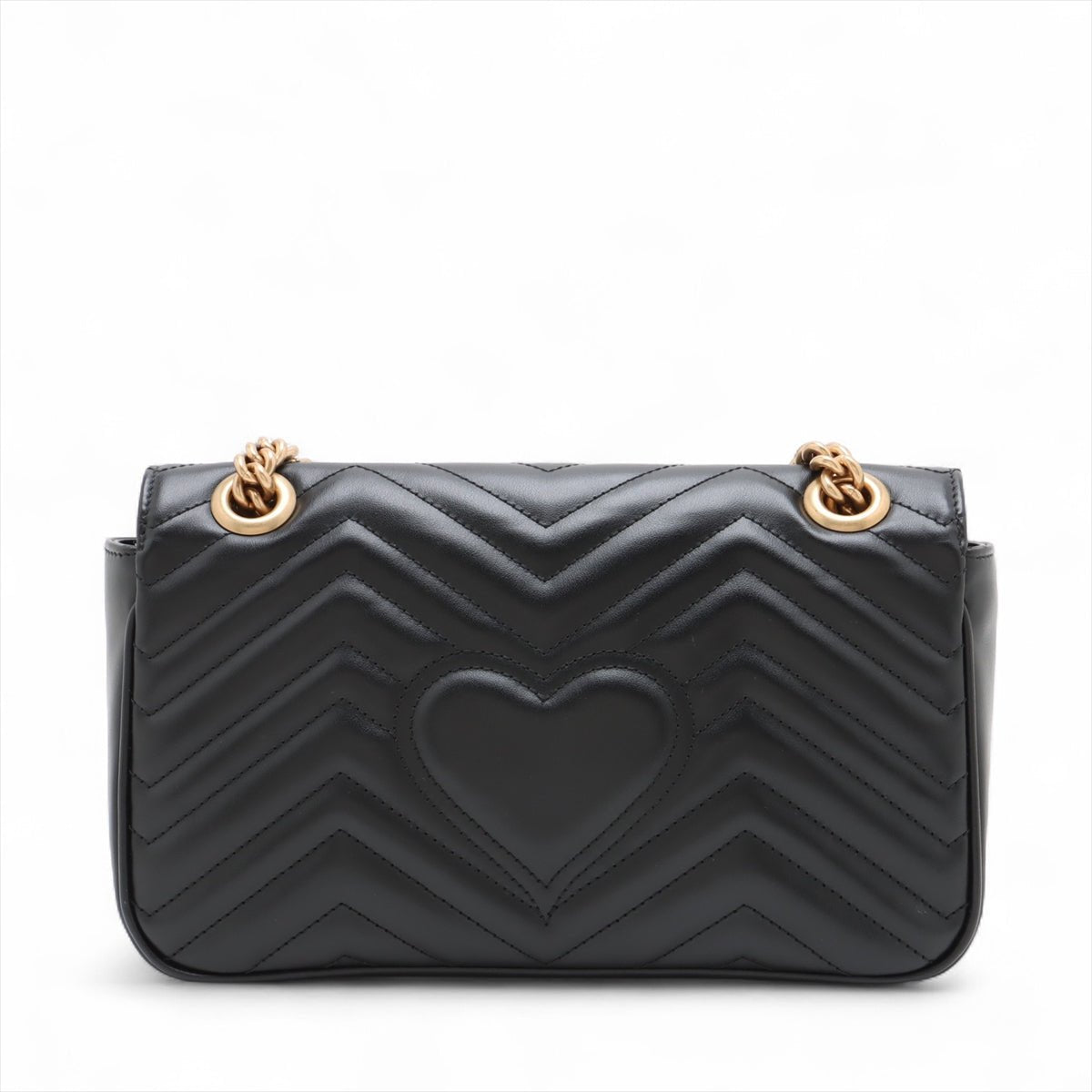 Second hand Gucci GG Marmont Small Chevron Leather Flap Bag Black - Tabita Bags