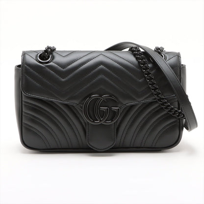 Second hand Gucci GG Marmont Small Chevron Leather Flap Bag Black - Tabita Bags