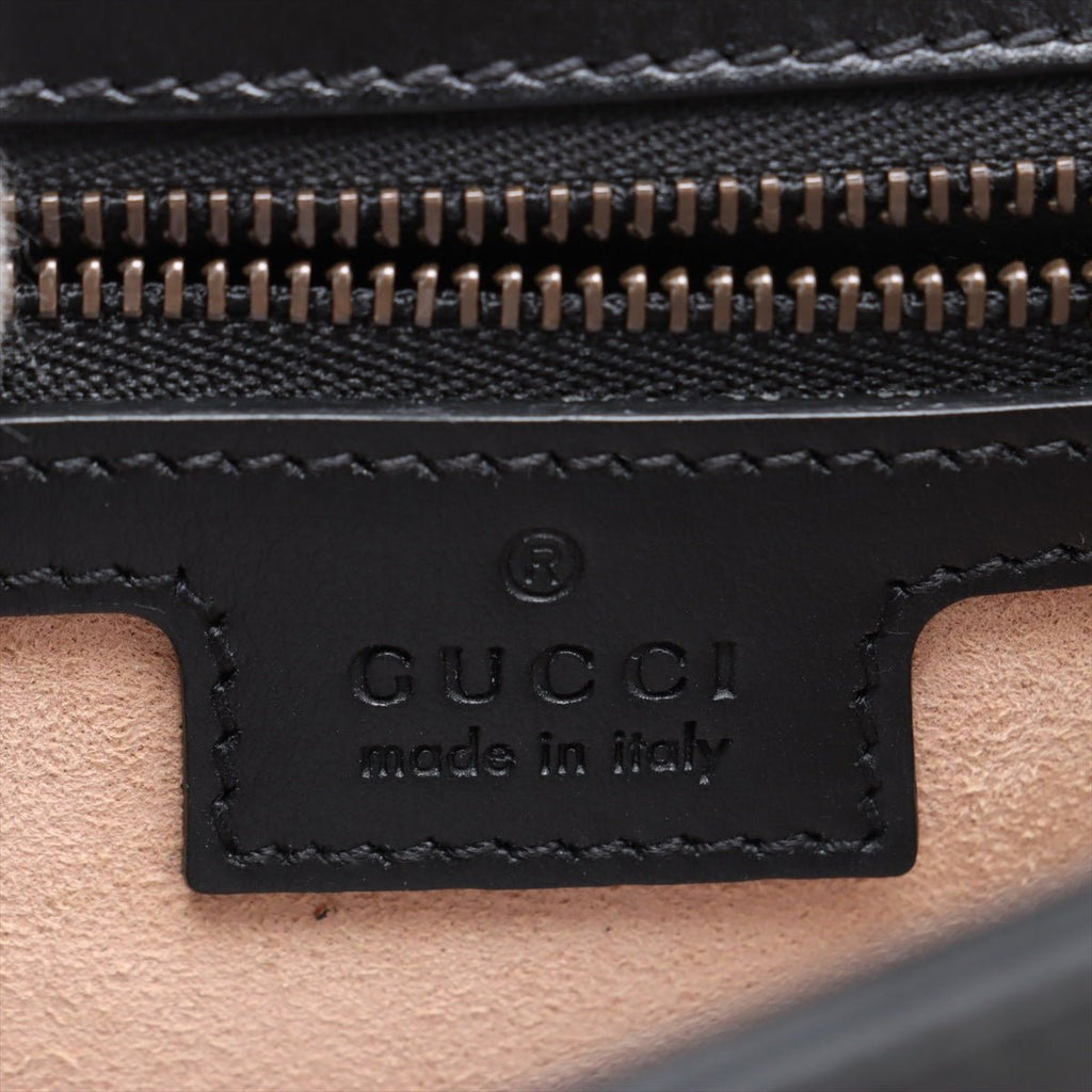 Second hand Gucci GG Marmont Small Chevron Leather Flap Bag Black - Tabita Bags