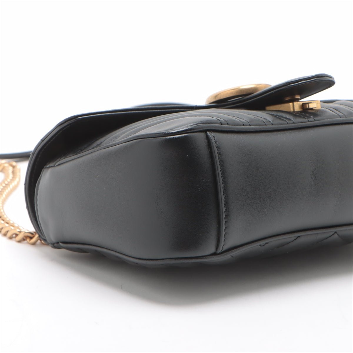 Second hand Gucci GG Marmont Small Chevron Leather Flap Bag Black - Tabita Bags
