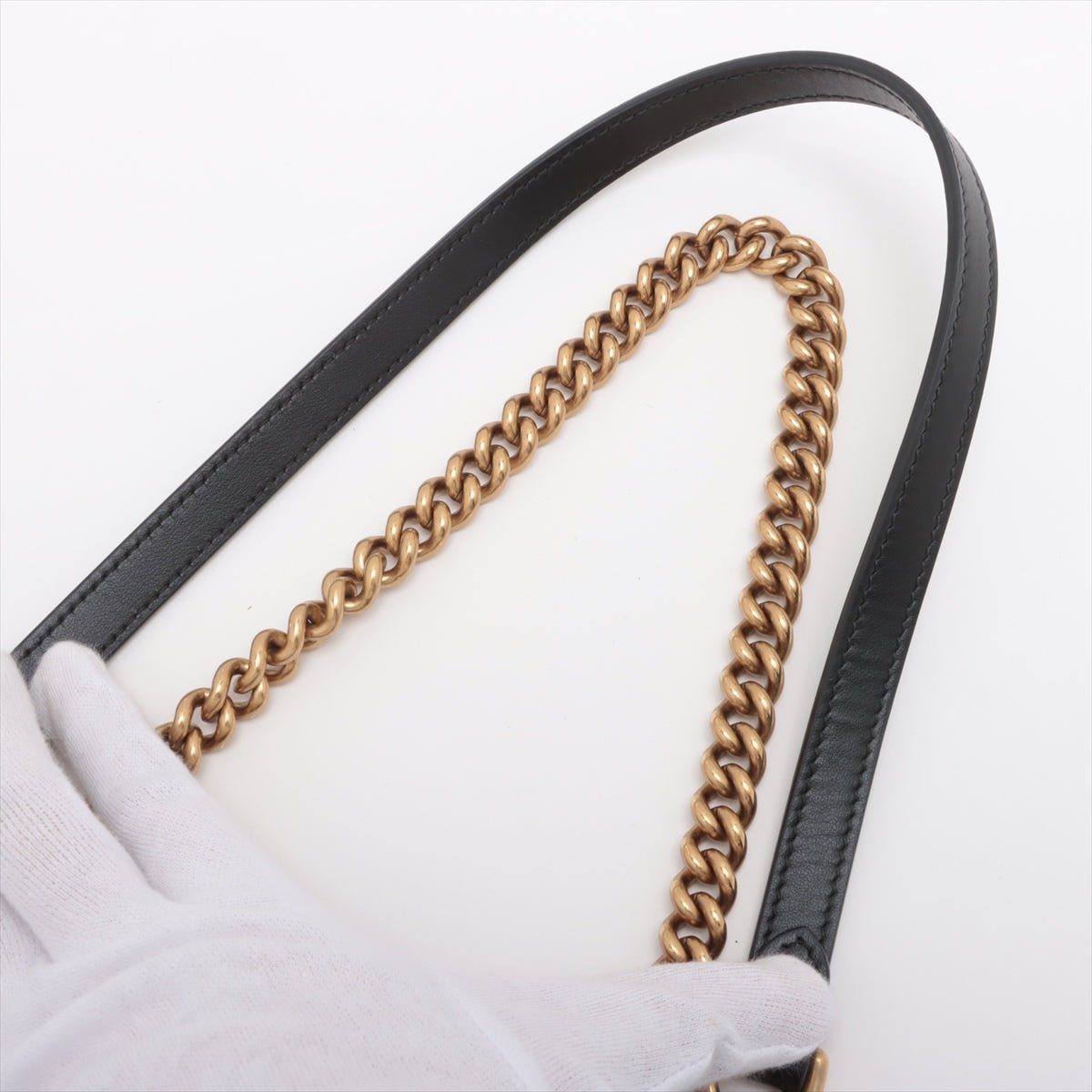 Second hand Gucci GG Marmont Small Chevron Leather Flap Bag Black - Tabita Bags