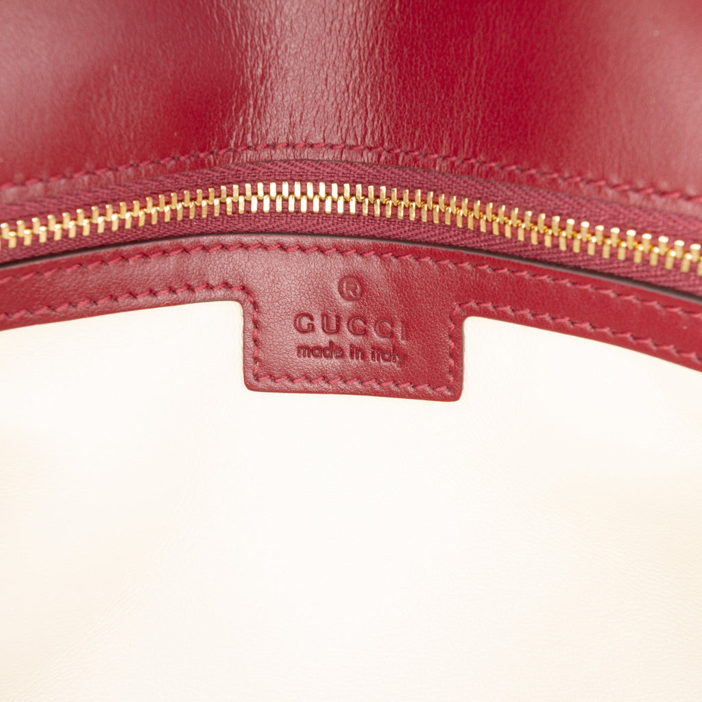 Second hand Gucci GG Marmont Small Chevron Leather Flap Bag Red - Tabita Bags