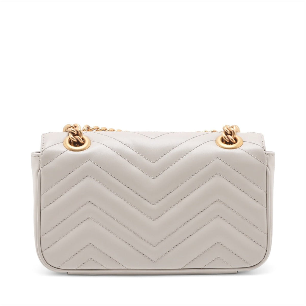 Second hand Gucci GG Marmont Small Leather Chevron Flap Shoulder Bag Beige - Tabita Bags
