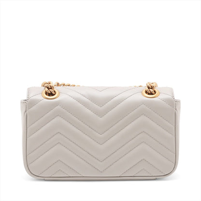 Second hand Gucci GG Marmont Small Leather Chevron Flap Shoulder Bag Beige - Tabita Bags
