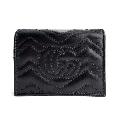Second hand Gucci GG Marmont Small Leather Matelassé Cards Holder Black - Tabita Bags