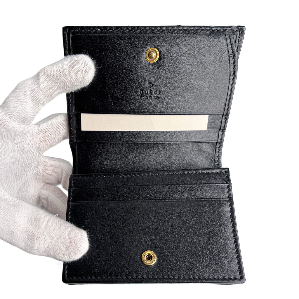 Second hand Gucci GG Marmont Small Leather Matelassé Cards Holder Black - Tabita Bags