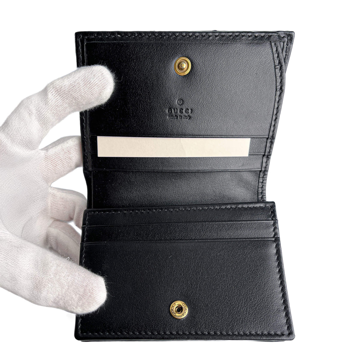 Second hand Gucci GG Marmont Small Leather Matelassé Cards Holder Black - Tabita Bags