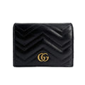 Second hand Gucci GG Marmont Small Leather Matelassé Cards Holder Black - Tabita Bags