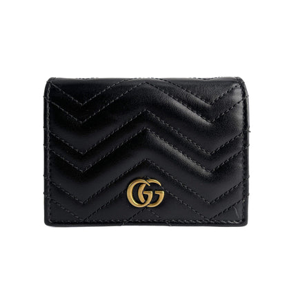Second hand Gucci GG Marmont Small Leather Matelassé Cards Holder Black - Tabita Bags