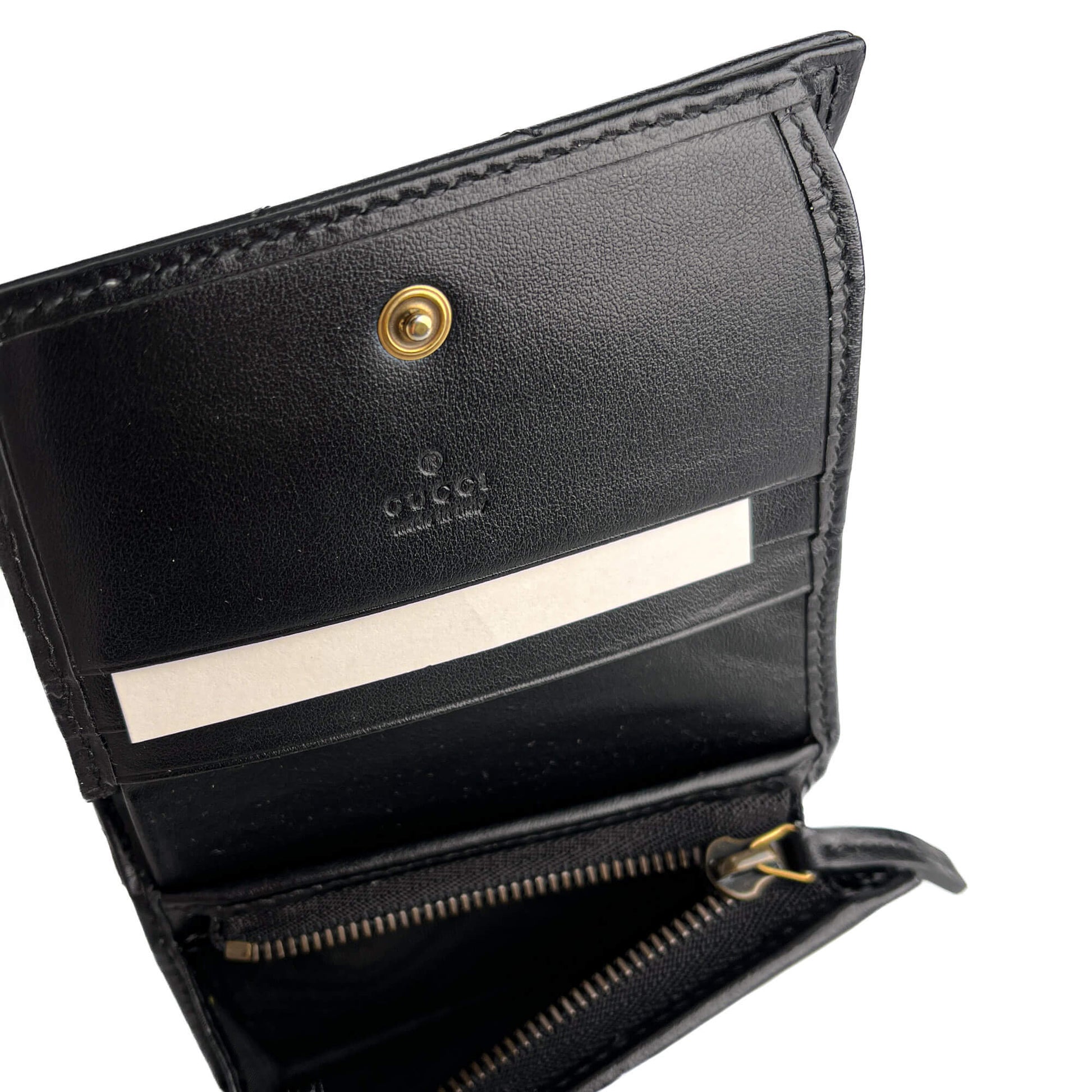 Second hand Gucci GG Marmont Small Leather Matelassé Cards Holder Black - Tabita Bags