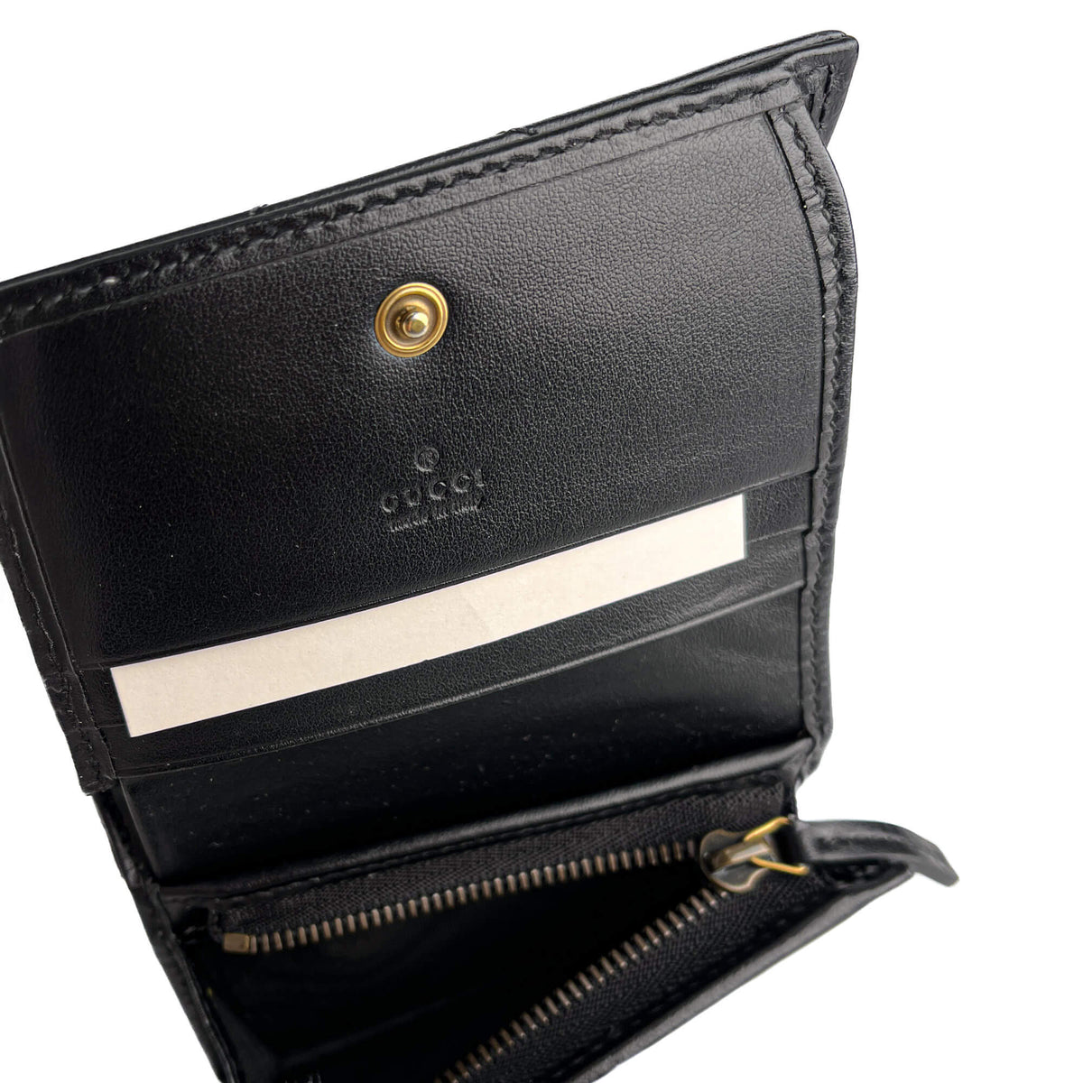 Second hand Gucci GG Marmont Small Leather Matelassé Cards Holder Black - Tabita Bags