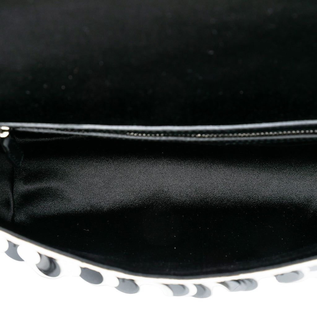 Second hand Gucci GG Marmont Small Leather & Sequin Flap Shoulder Bag Black & White - Tabita Bags