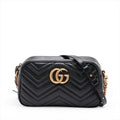 Second hand Gucci GG Marmont Small Matelassé Leather Camera Bag Black - Tabita Bags