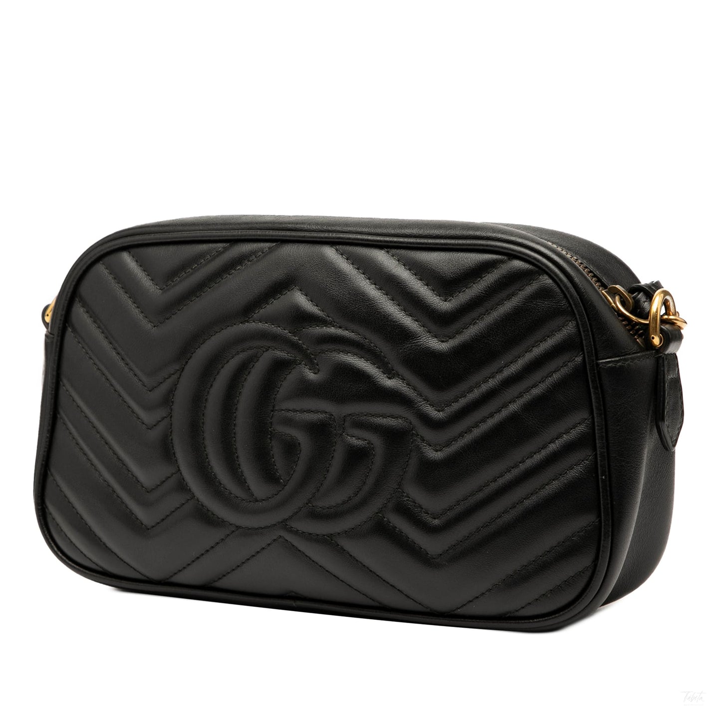 Second hand Gucci GG Marmont Small Matelassé Leather Camera Bag Black - Tabita Bags