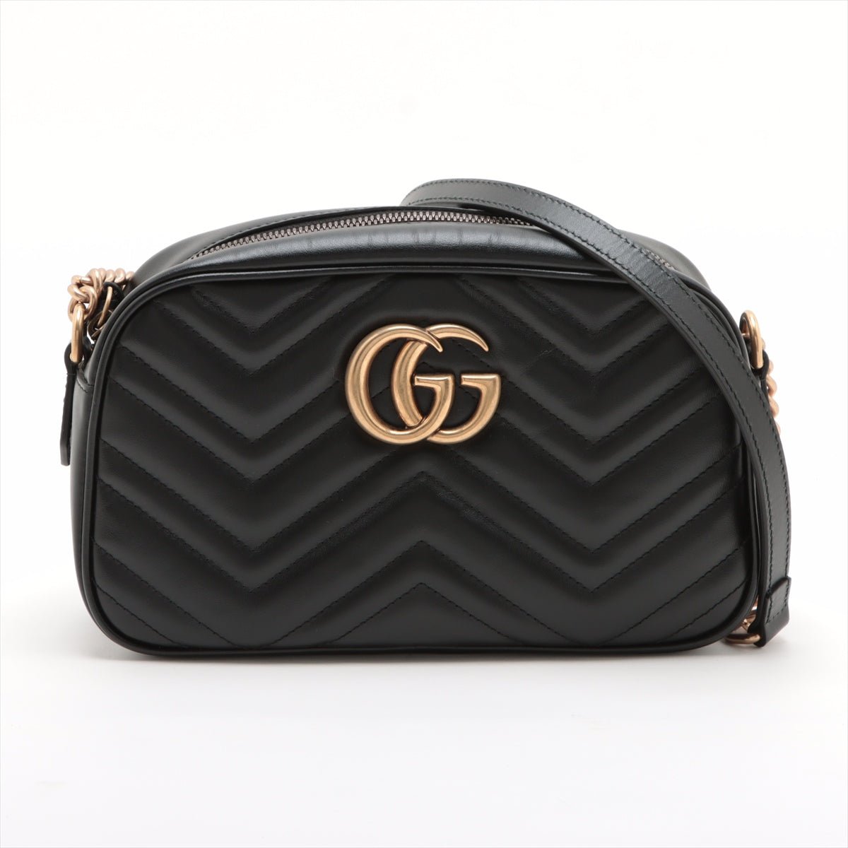 Second hand Gucci GG Marmont Small Matelassé Leather Camera Bag Black - Tabita Bags