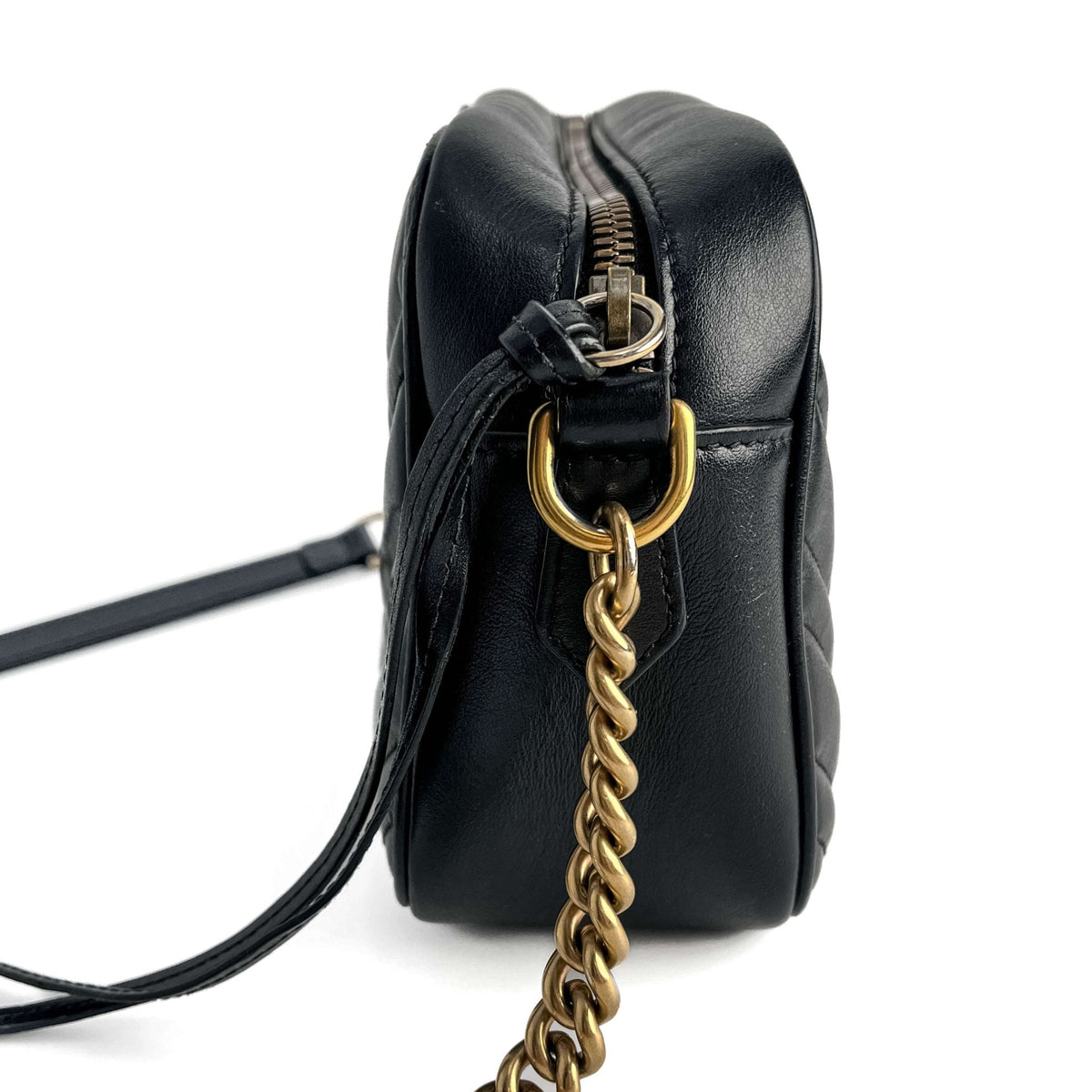 Second hand Gucci GG Marmont Small Matelassé Leather Camera Bag Black - Tabita Bags