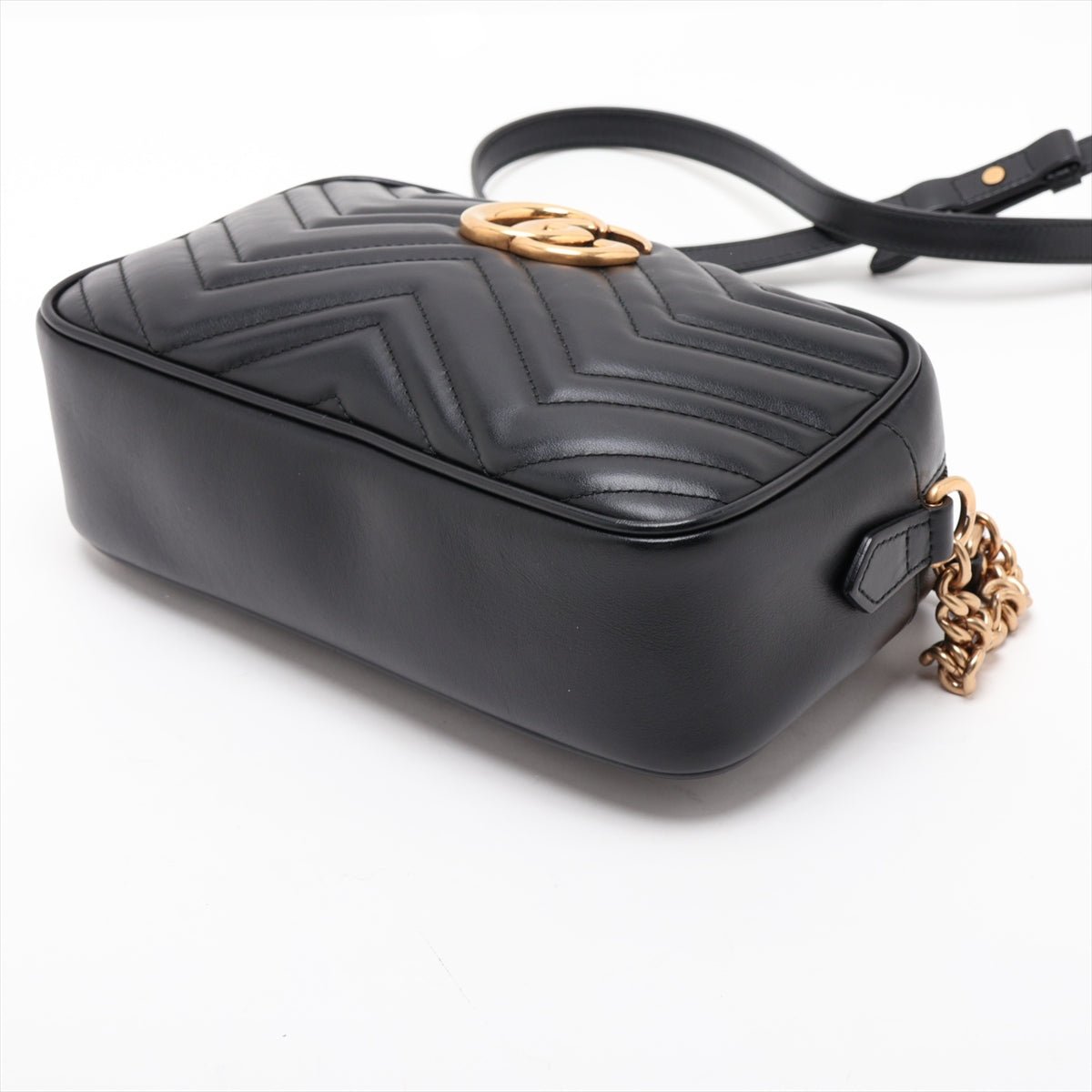 Second hand Gucci GG Marmont Small Matelassé Leather Camera Bag Black - Tabita Bags