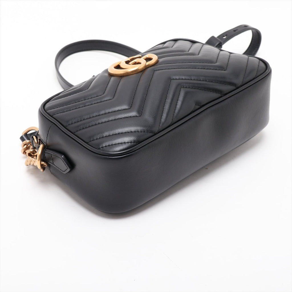Second hand Gucci GG Marmont Small Matelassé Leather Camera Bag Black - Tabita Bags