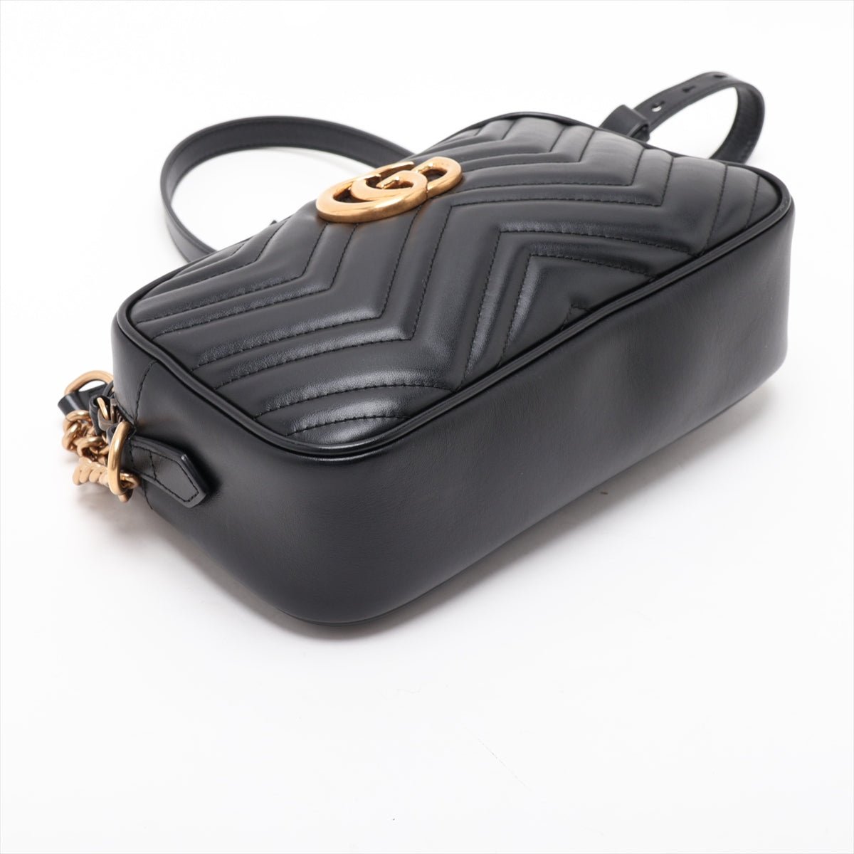 Second hand Gucci GG Marmont Small Matelassé Leather Camera Bag Black - Tabita Bags