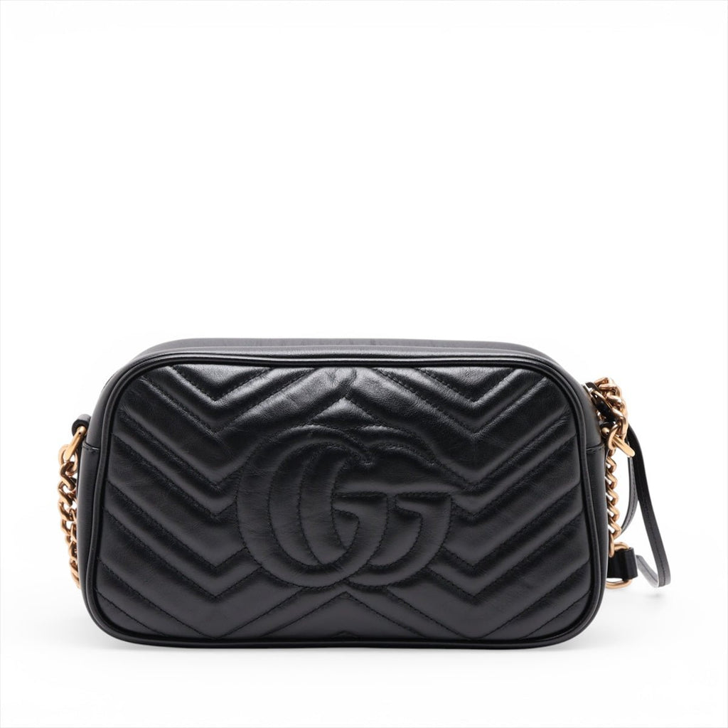 Second hand Gucci GG Marmont Small Matelassé Leather Camera Bag Black - Tabita Bags