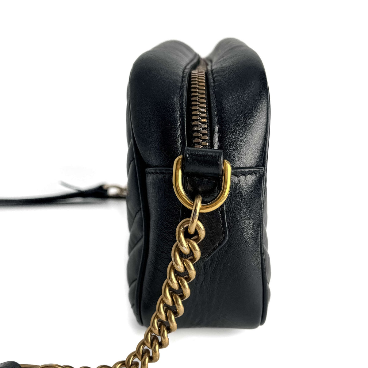 Second hand Gucci GG Marmont Small Matelassé Leather Camera Bag Black - Tabita Bags