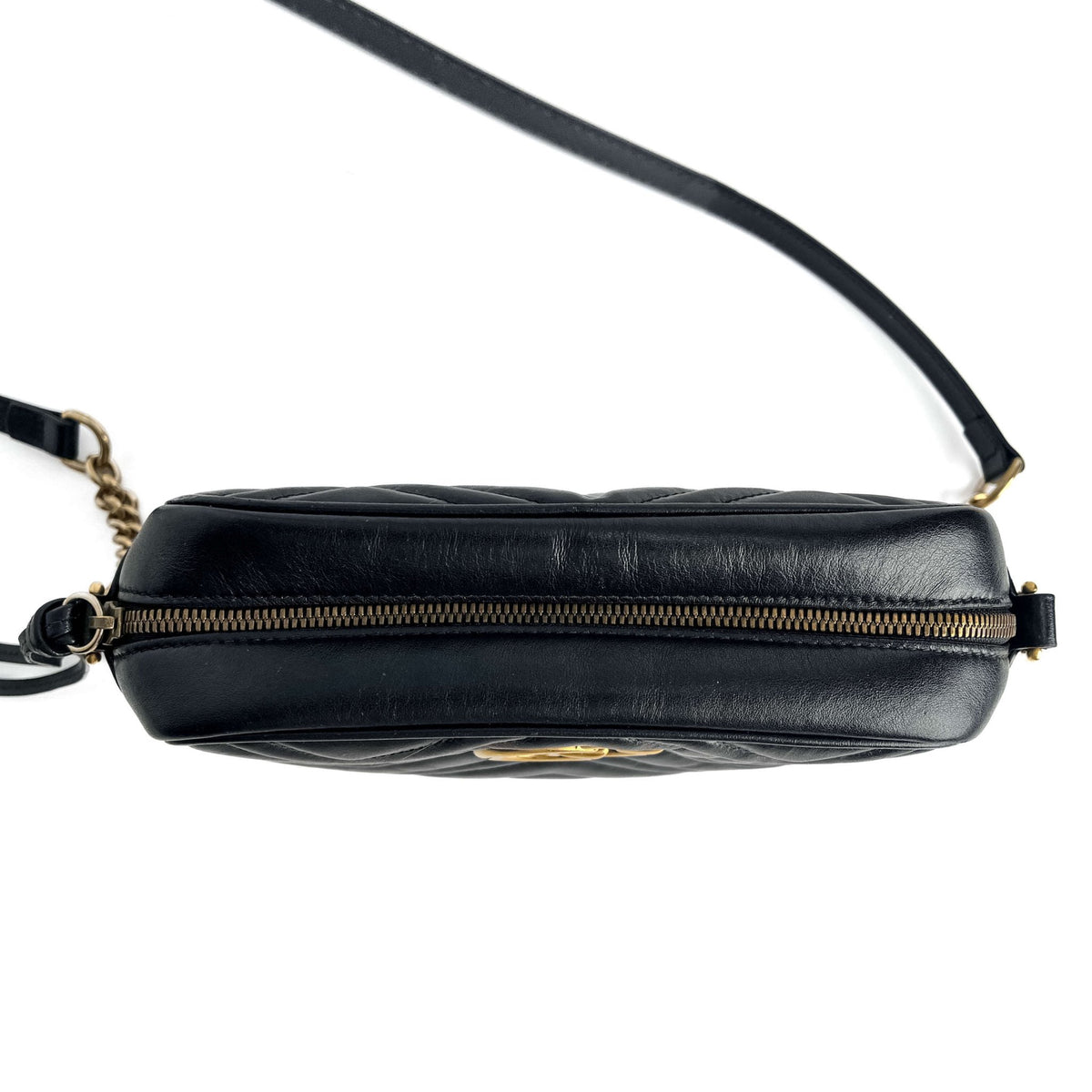 Second hand Gucci GG Marmont Small Matelassé Leather Camera Bag Black - Tabita Bags