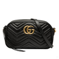 Second hand Gucci GG Marmont Small Matelassé Leather Camera Bag Black - Tabita Bags