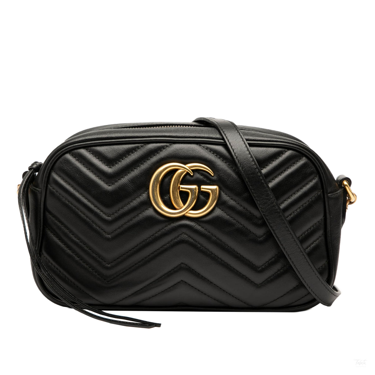 Second hand Gucci GG Marmont Small Matelassé Leather Camera Bag Black - Tabita Bags