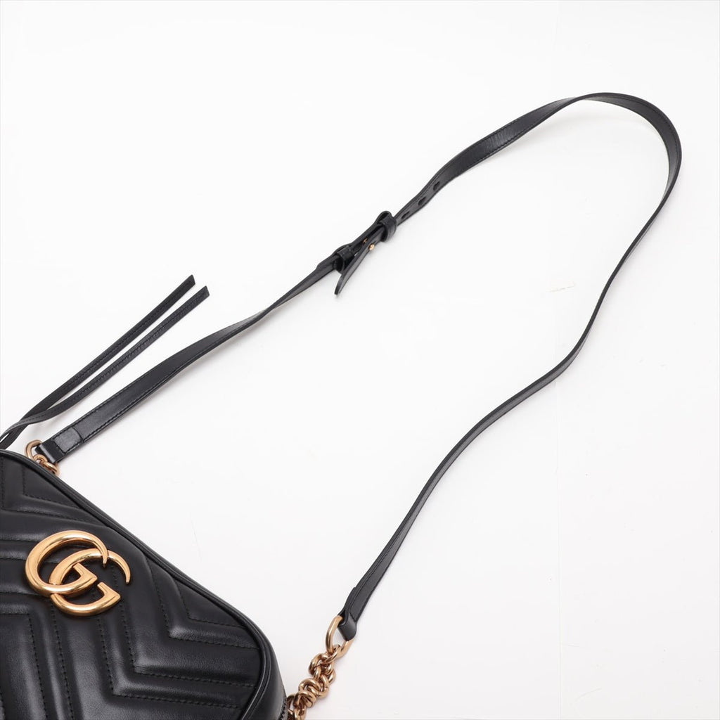 Second hand Gucci GG Marmont Small Matelassé Leather Camera Bag Black - Tabita Bags