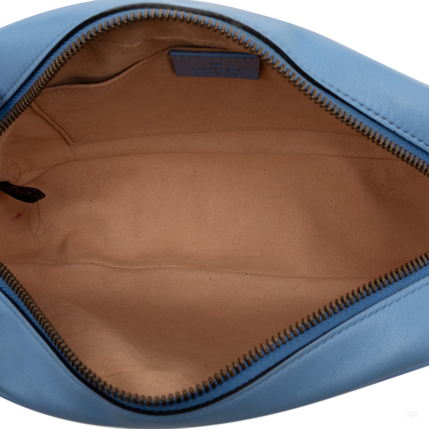 Second hand Gucci GG Marmont Small Matelassé Leather Camera Bag Blue - Tabita Bags