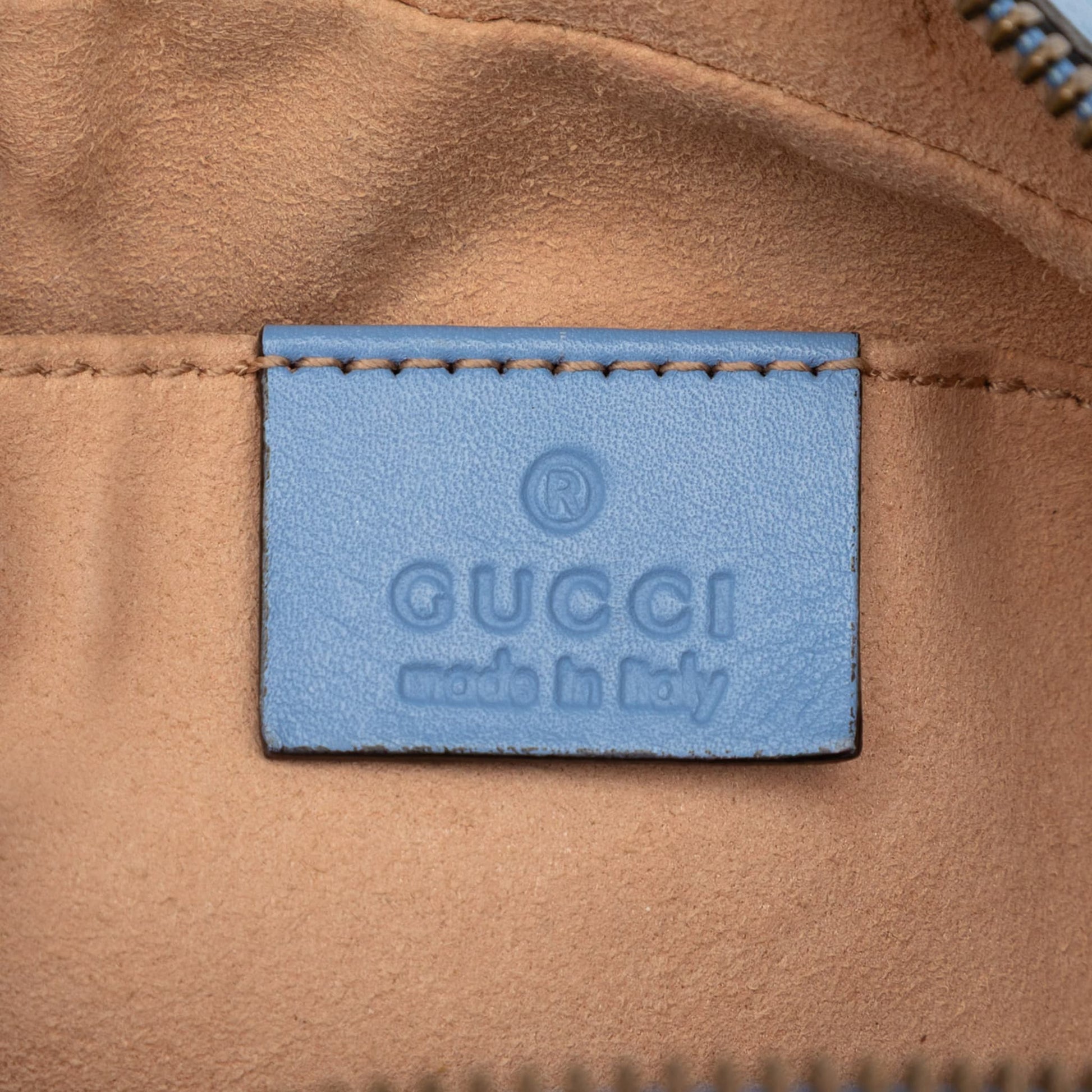 Second hand Gucci GG Marmont Small Matelassé Leather Camera Bag Blue - Tabita Bags