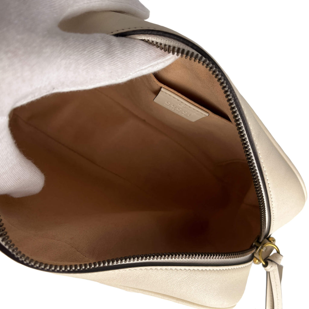 Second hand Gucci GG Marmont Small Matelassé Leather Camera Bag Off - White - Tabita Bags