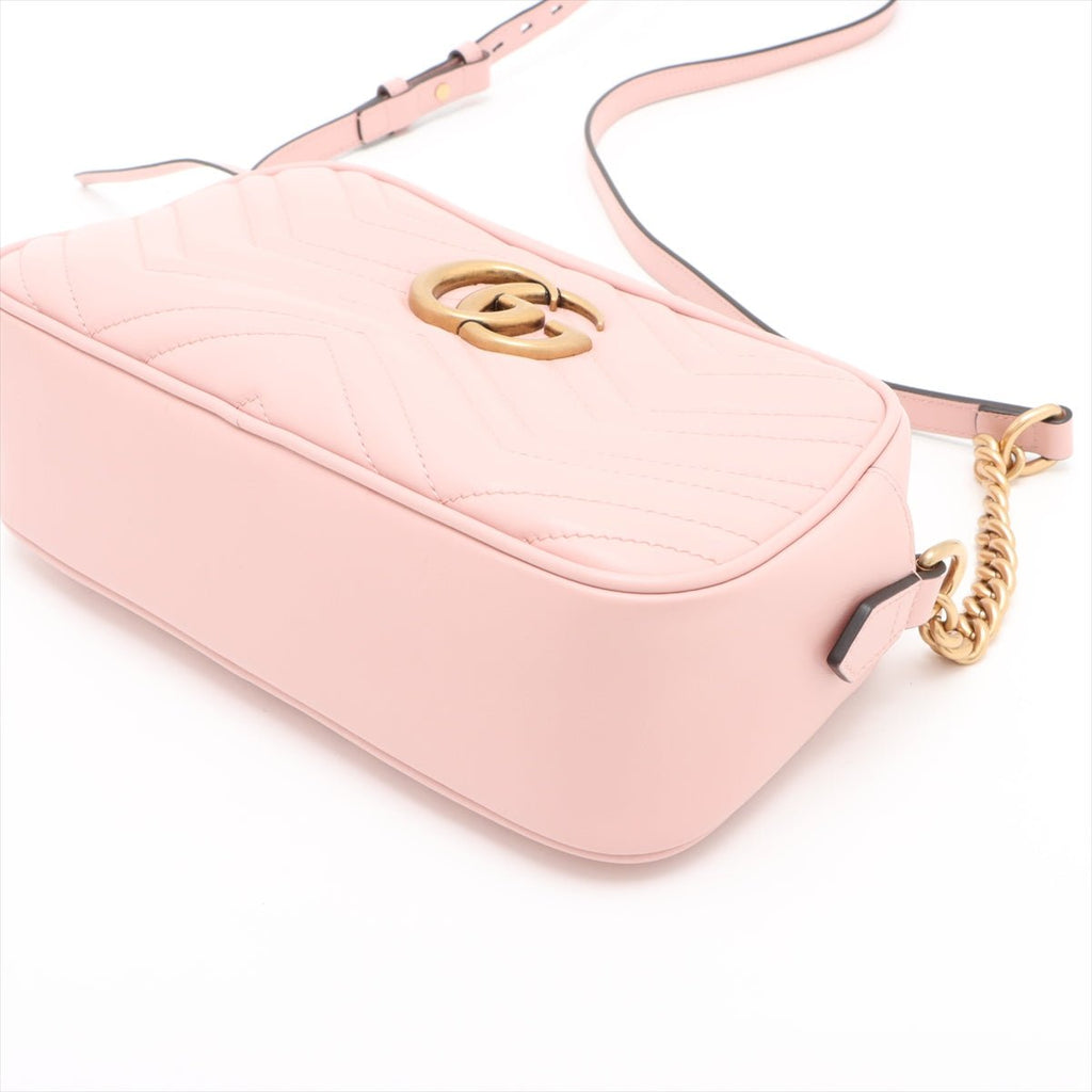 Second hand Gucci GG Marmont Small Matelassé Leather Camera Bag Pink - Tabita Bags