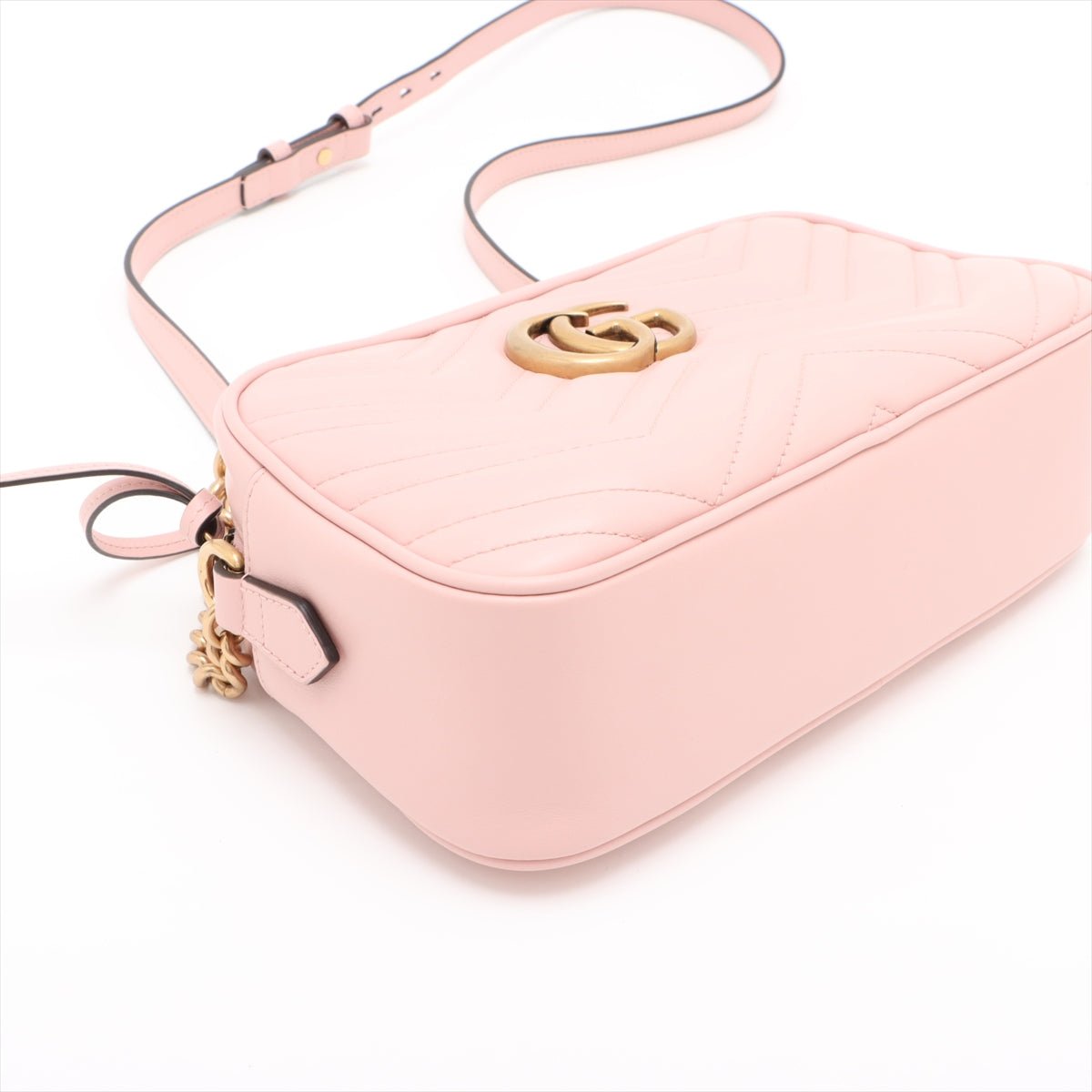 Second hand Gucci GG Marmont Small Matelassé Leather Camera Bag Pink - Tabita Bags