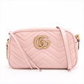 Second hand Gucci GG Marmont Small Matelassé Leather Camera Bag Pink - Tabita Bags