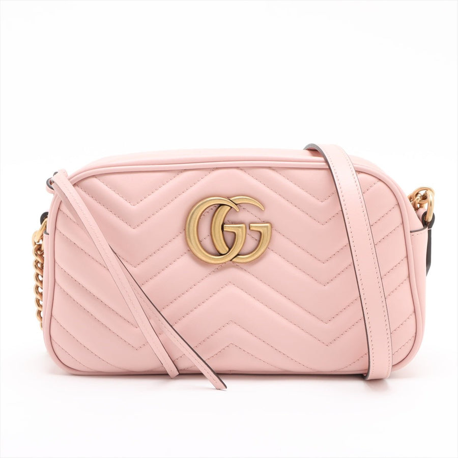 Second hand Gucci GG Marmont Small Matelassé Leather Camera Bag Pink - Tabita Bags