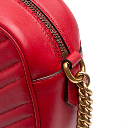 Second hand Gucci GG Marmont Small Matelassé Leather Camera Bag Red - Tabita Bags