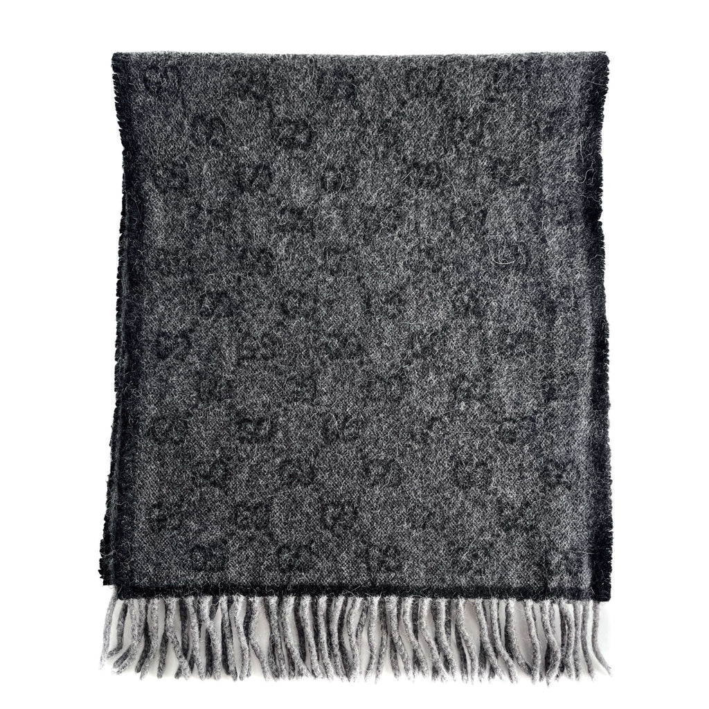 Second hand Gucci GG Striped GG Wool & Alpaca Scarve Grey - Tabita Bags