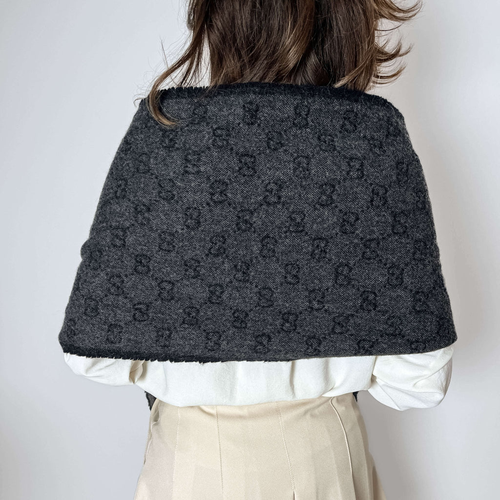 Second hand Gucci GG Striped GG Wool & Alpaca Scarve Grey - Tabita Bags
