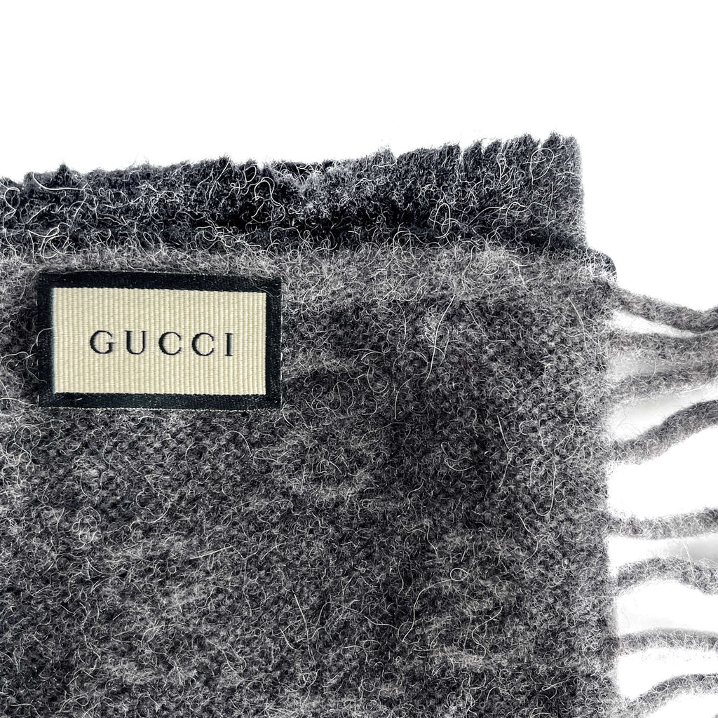 Second hand Gucci GG Striped GG Wool & Alpaca Scarve Grey - Tabita Bags