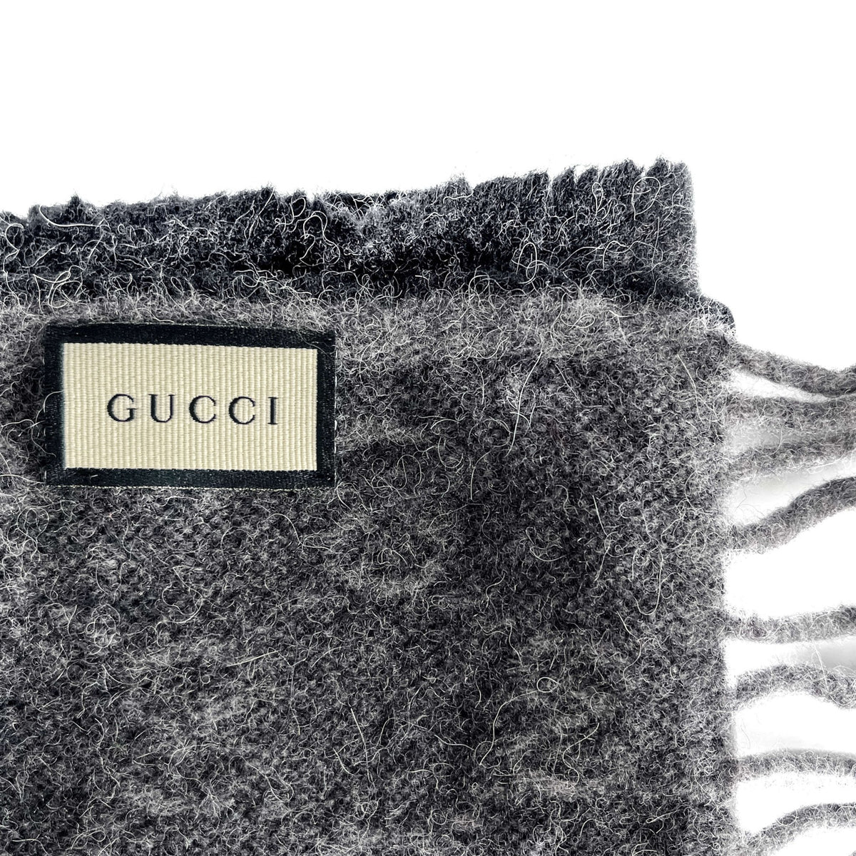 Second hand Gucci GG Striped GG Wool & Alpaca Scarve Grey - Tabita Bags