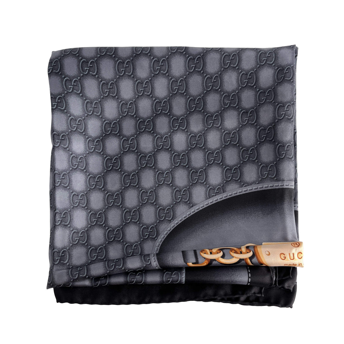 Second hand Gucci Guccissima Silk Foulard Grey - Tabita Bags