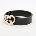 Second hand Gucci Heart GG Lovely Leather Wide Belt 85/34 Black - Tabita Bags