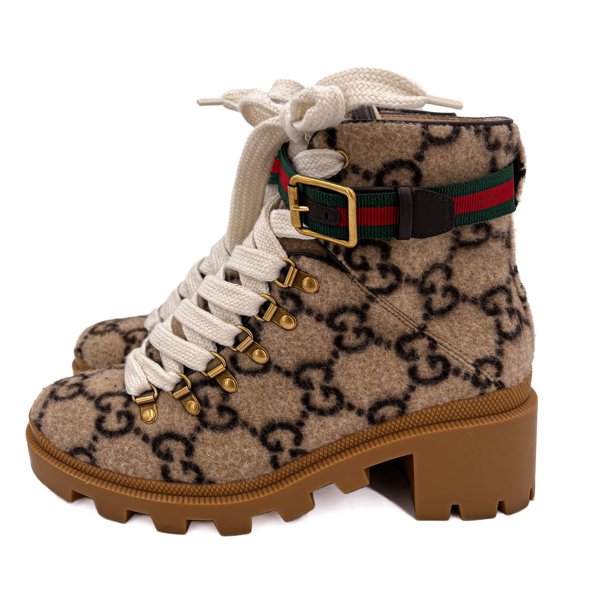 Second hand Gucci High Heel Boots GG Leather & Fabric 38 GG Supreme - Tabita Bags