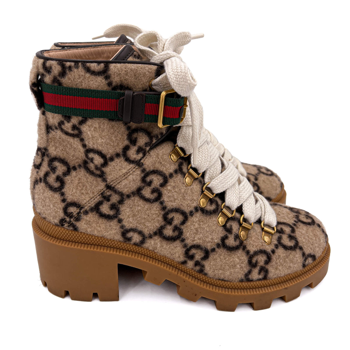Second hand Gucci High Heel Boots GG Leather & Fabric 38 GG Supreme - Tabita Bags
