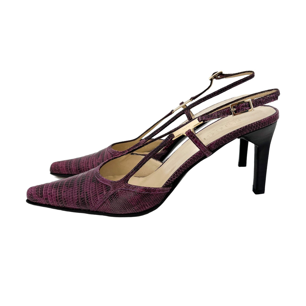 Second hand Gucci High Heel Mule Leather 38 1/2 Prune - Tabita Bags