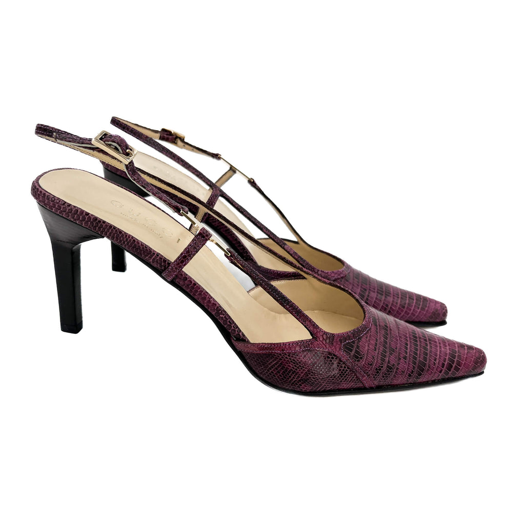Second hand Gucci High Heel Mule Leather 38 1/2 Prune - Tabita Bags