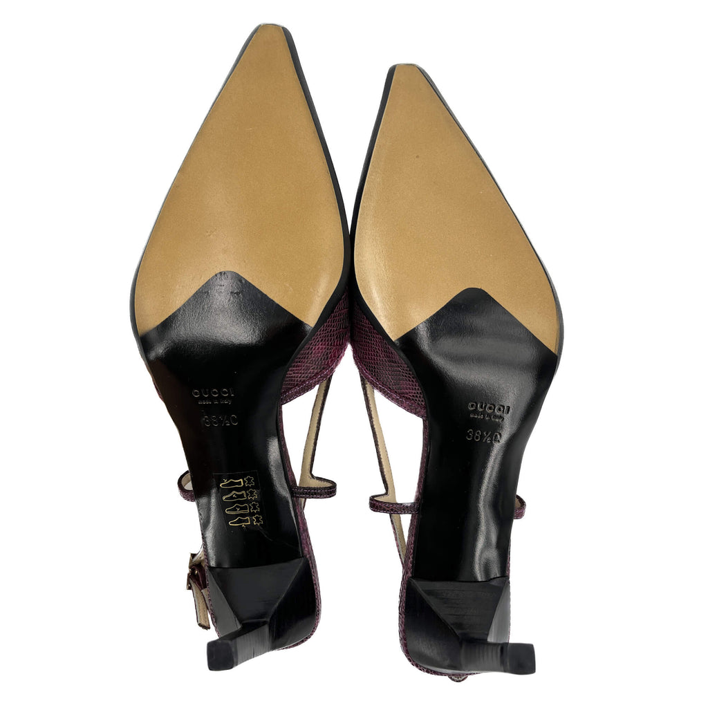 Second hand Gucci High Heel Mule Leather 38 1/2 Prune - Tabita Bags